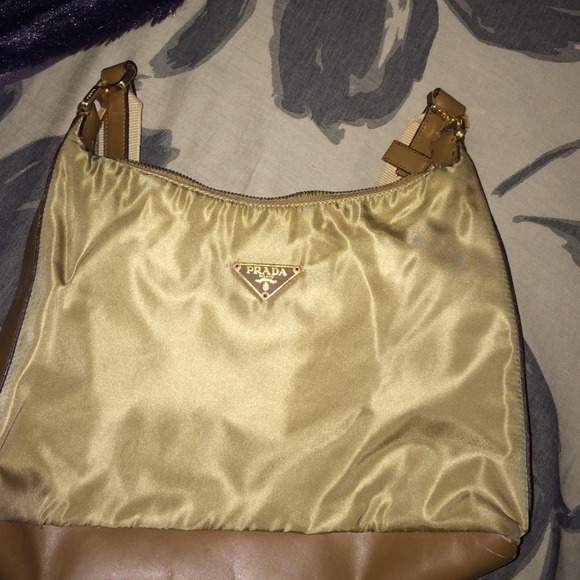 Authentic PRADA brown leather & satin purse!!