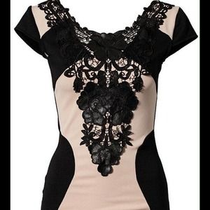 Beige & Black bodycon dress