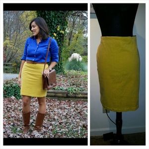 Yellow Corduroy Pencil Skirt