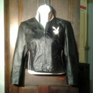 Authentic Playboy leather crop jacket