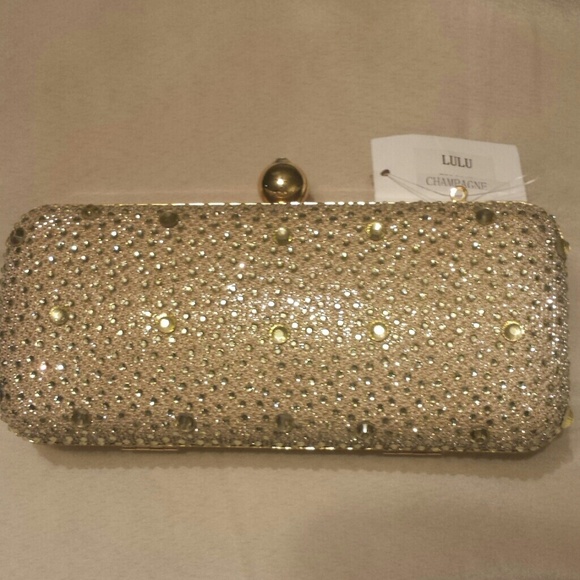 Champagne Rhinestone Clutch NWT