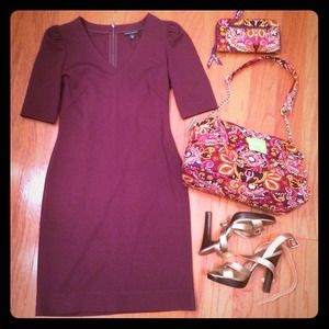 Banana Republic Plum Cotton Knit Fitted Dress