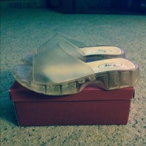 CLEAR  slip on shoes -8 1/2 -Matches EVERYTHING!