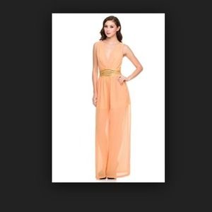 NWOT Peach Jumpsuit w/ Gold Embellishments