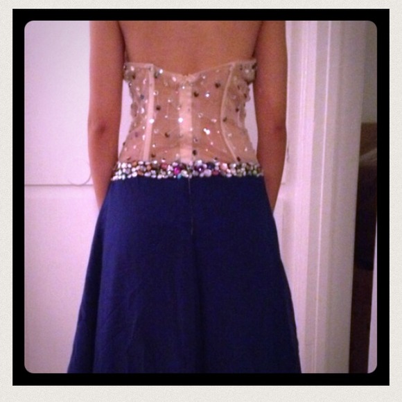 Royal blue dress handmade long dress prom party - Picture 3 of 4