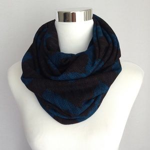 Handmade infinity scarf in teal/brown chevron