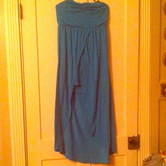 Blue strapless high low dress