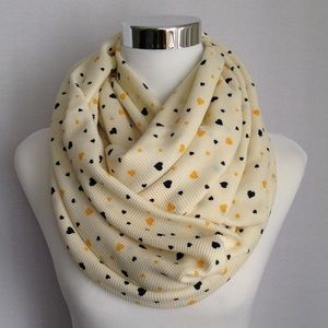 Handmade long infinity scarf in sweet harts