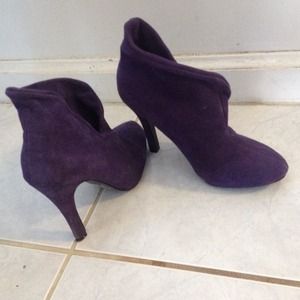 Purple suede ankle booties