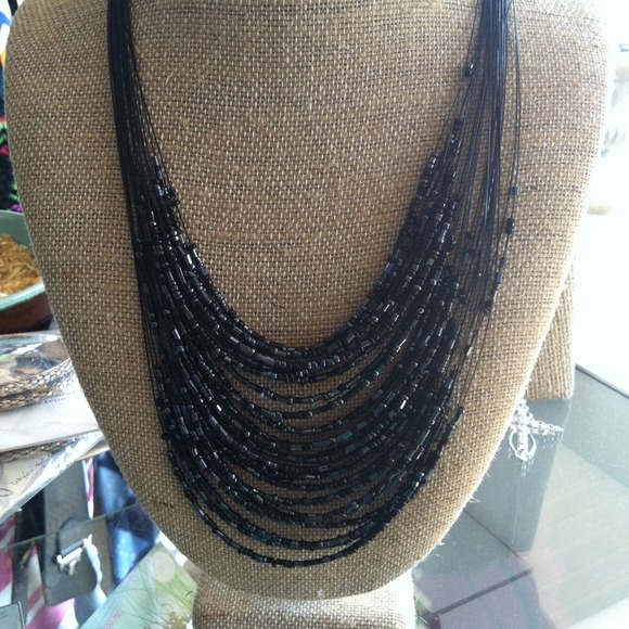 Black bead necklace