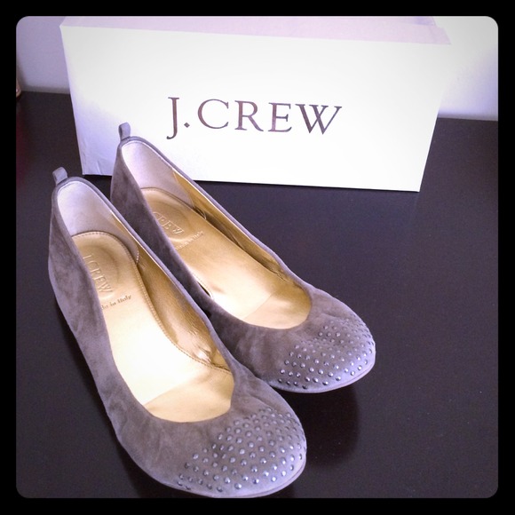 Jcrew suede studded ballet flats