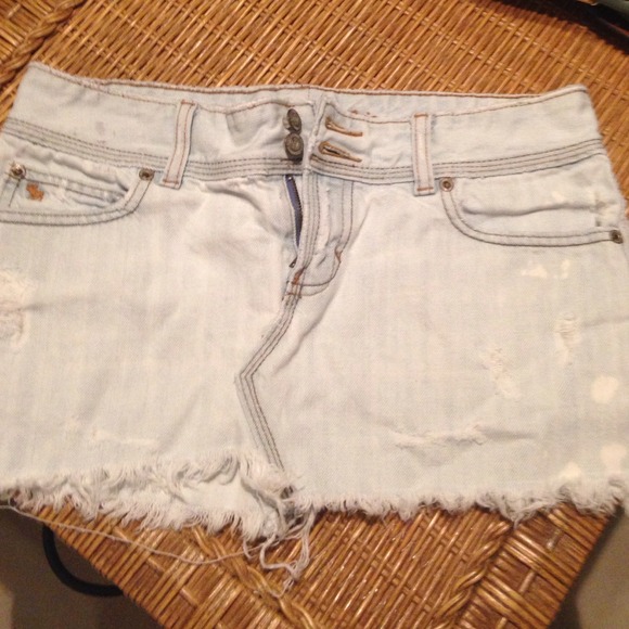 Distressed A&F denim mini skirt