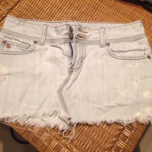 Distressed A&F denim mini skirt