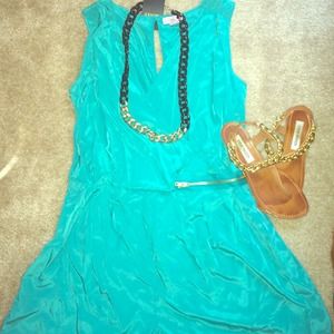 Turquoise rumper with gold zipper