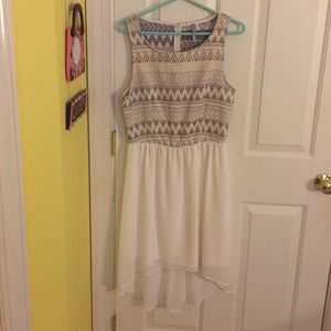 patterned cream high low dress