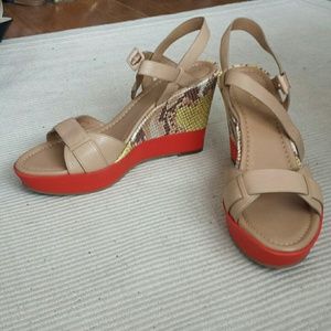 Cole Haan leather snake embossed wedges