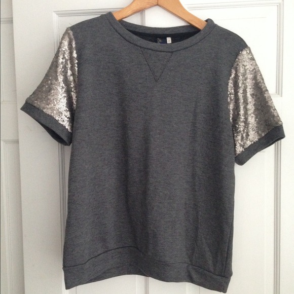 gray & gold sequin sweatshirt