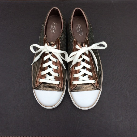 SOLD Authentic Coach Bronze Sequin Shoes