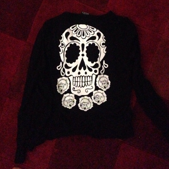 teenage runway Sweaters - Skull button up sweater