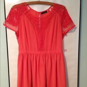 WORN ONCE peach pink chiffon lace detailed dress