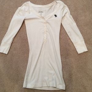 Abercrombie white 3/4 sleeve shirt