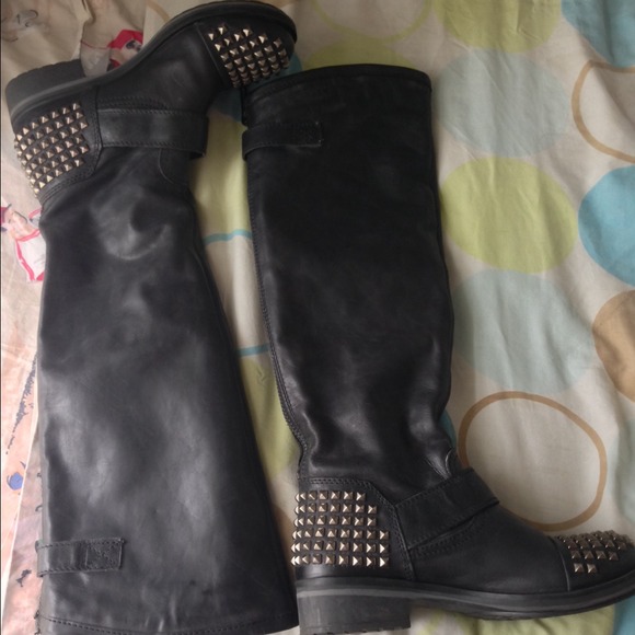 Steve Madden black studded riding boots