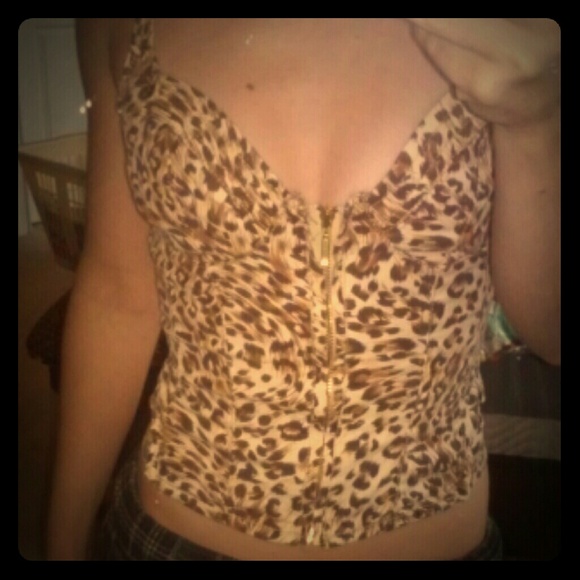 Cheetah print zip up tank top