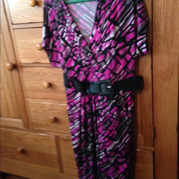 Worthington dress - purple,black, & white.