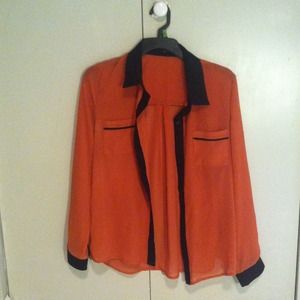 Orange See-Throught Long Sleeve