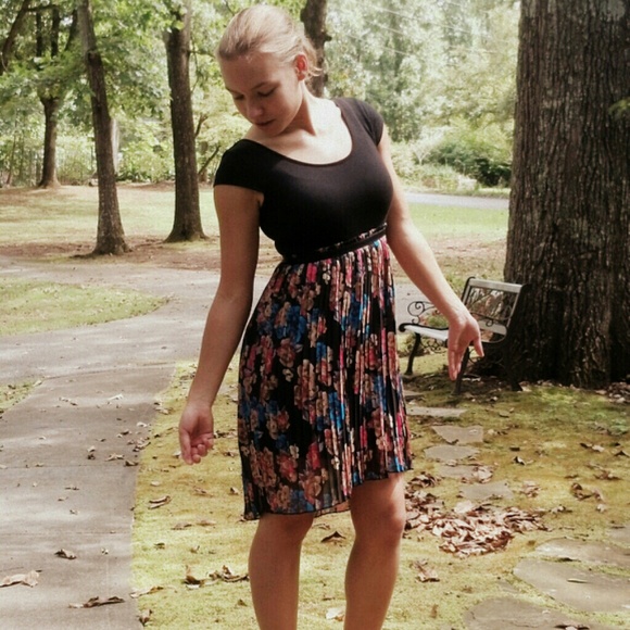 Hi-low Floral and Black Dress