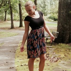 Hi-low Floral and Black Dress