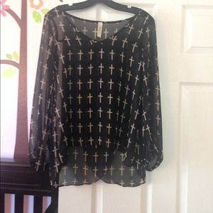 Bundled!!! Black Cross Blouse & Cardigan