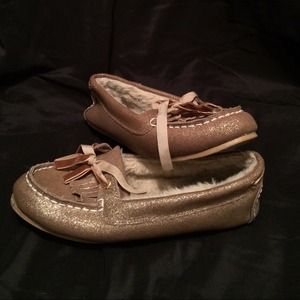 Sperry gold glitter moccasins