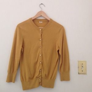 Mustard colored J. Crew cardigan