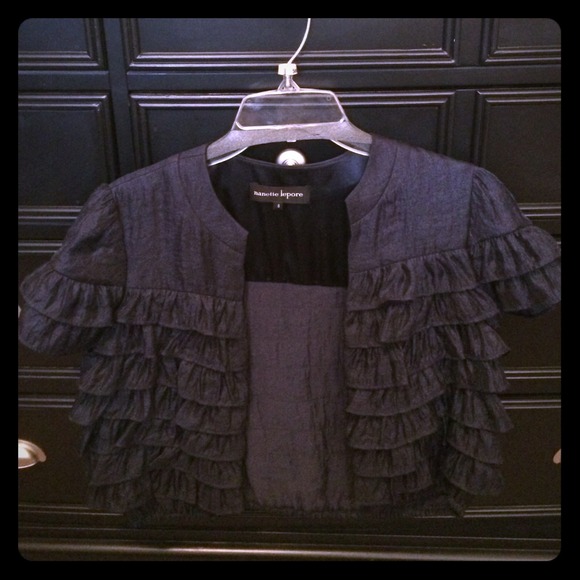 Navy short sleeve cropped jacket