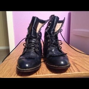 George Strait Navy Blue Lace Up Ropers Boots 11 B