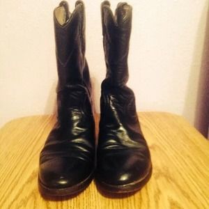 Women's Black Justin Ropers Boots 8 B Shiny!