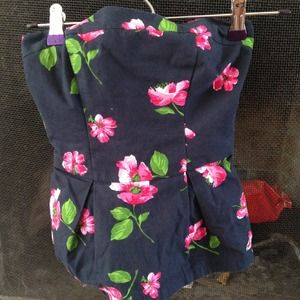 Hollister floral print strapless top