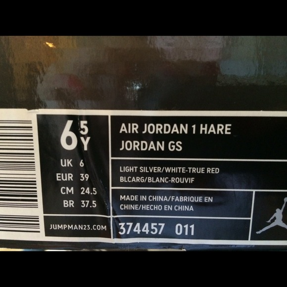 Air Jordan hare size 6.5Y - Picture 4 of 4