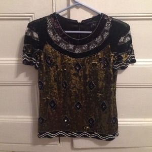 French Connection Sequin Short Sleeve Top