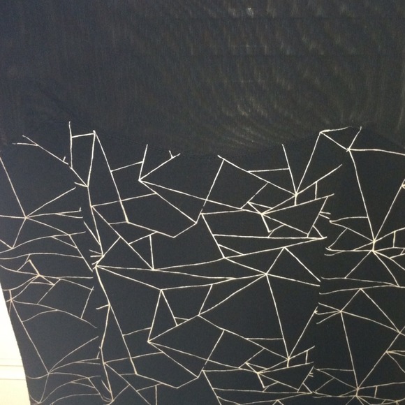 Black & taupe mesh body-con abstract print dress. - Picture 2 of 2