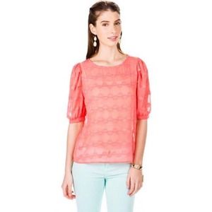 Coral Chiffon Blouse with Princess Sleeves! NWT