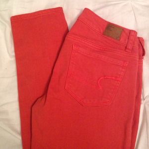 Coral skinny jeans!
