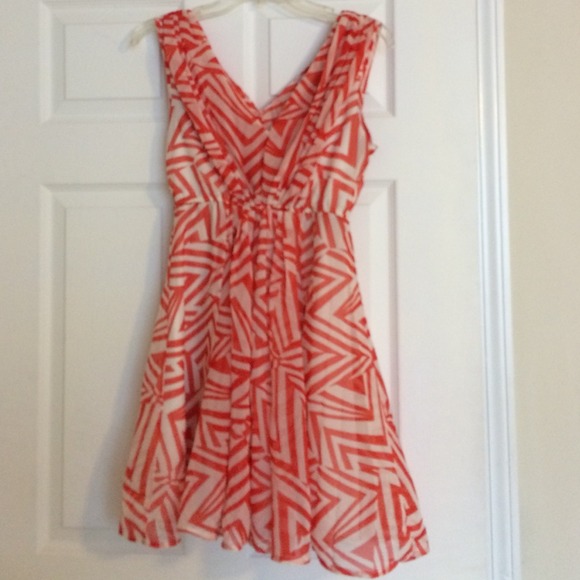 Orange and White Chevron Dress