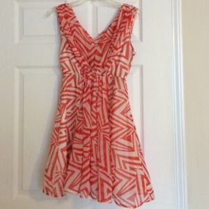 Orange and White Chevron Dress