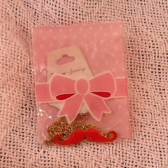 Red mustache necklace