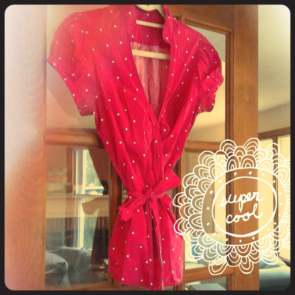 Career Polka Dot Wrap Top in Hot Pink