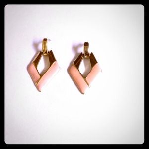 Gold and pink geometric earrings