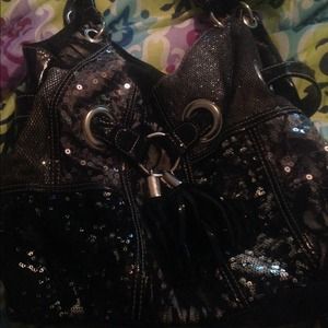 Black and silver purse