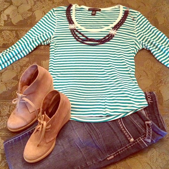 Mint striped knit top
